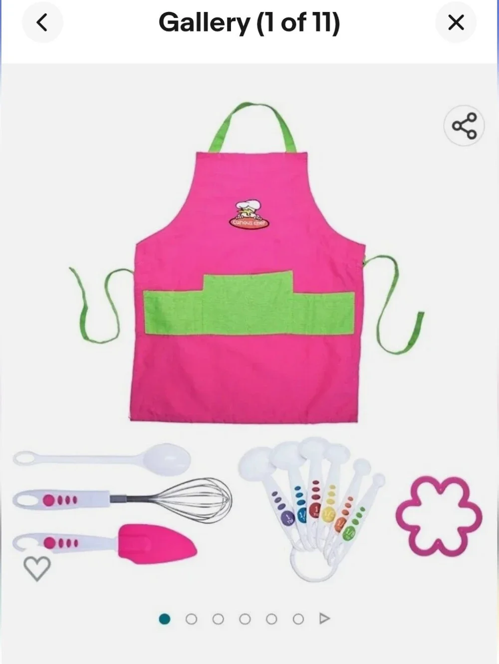 Curious Chef - NEW 11-Piece Kids Chef Set - Pink & Green